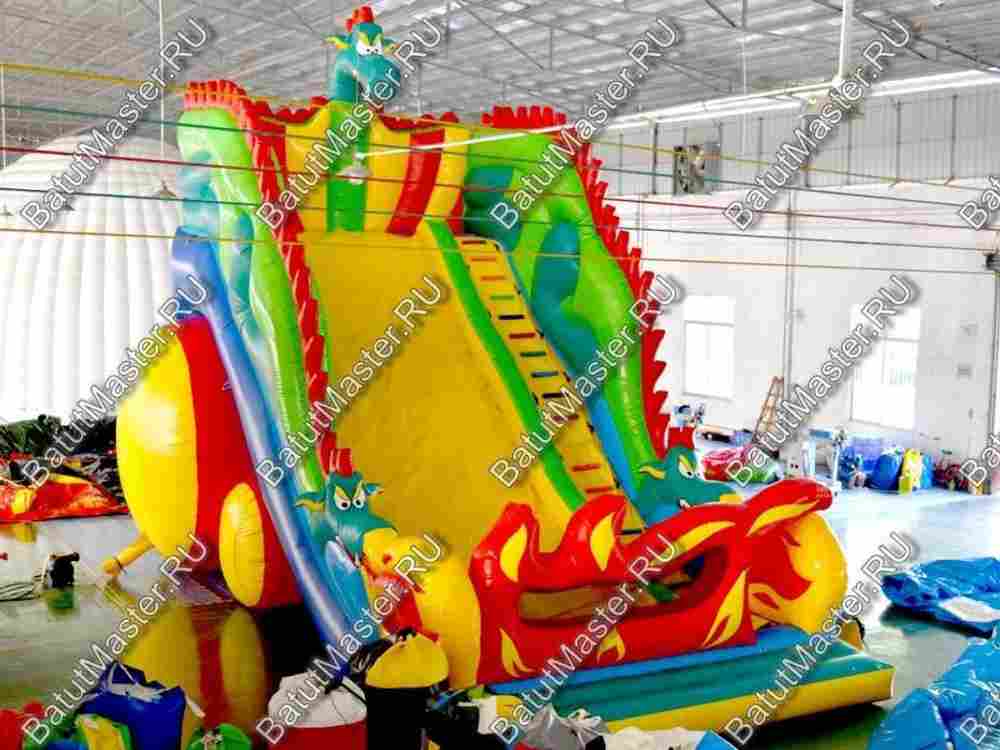 Коммерческий надувной батут-горка "Огненный дракон" 18*8*13 м