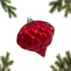 Украшение пластиковое Луковица Винтаж 15 см., матовый, красный, ЕлкиТорг (150117)
