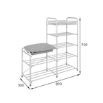 ПОДСТАВКА Д/ОБУВИ ЗМИ 5-ТИ ПОЛОЧ. 90СМ БЕЛ.СЕРЕБРО 360