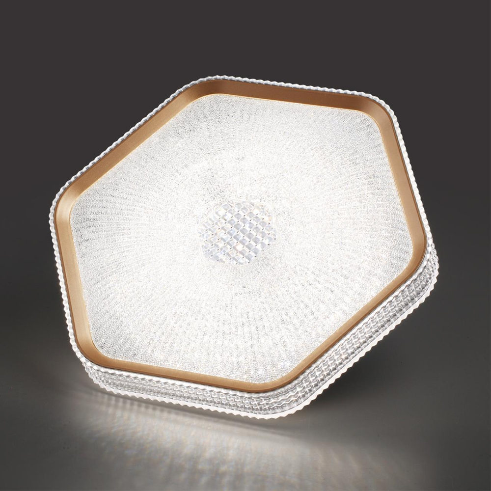 7746/48L PIKO LED SN 000 Светильник металл/пластик/прозрачный/золотистый LED 48Вт 3000-4000-6000K 425х385 IP20 пульт ДУ SPARKS