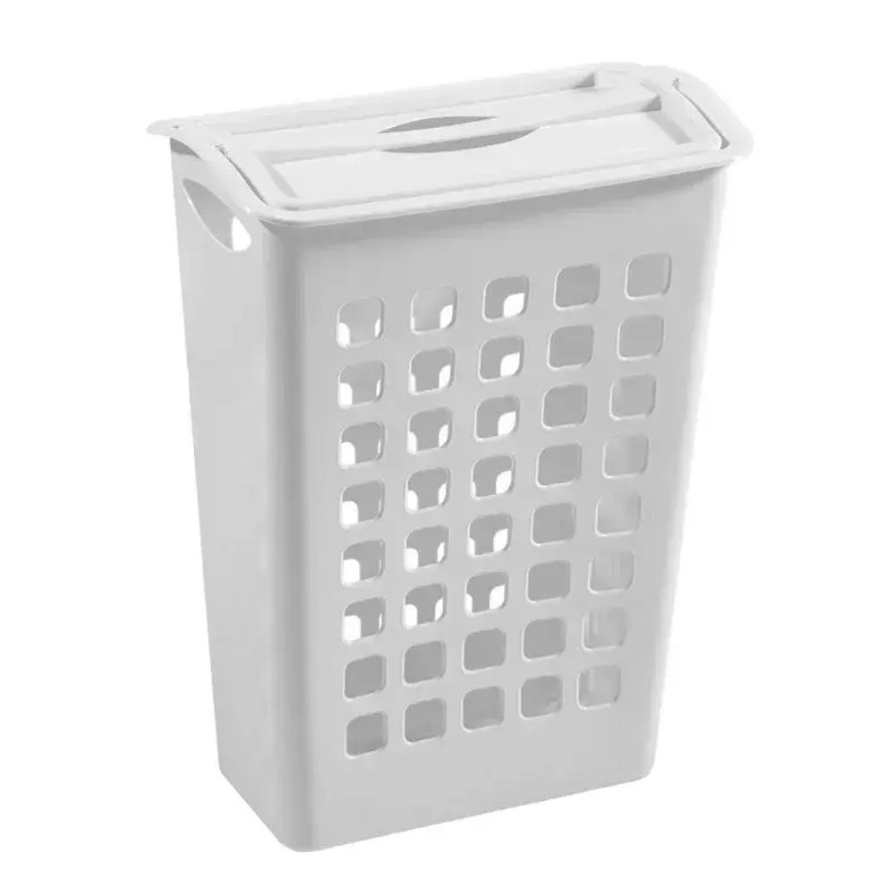 КОРЗИНА ДЛЯ БЕЛЬЯ С ПОВОРОТНОЙ КРЫШКОЙ УЗКАЯ 430х580 ММ (белый) (комплект 6 шт)