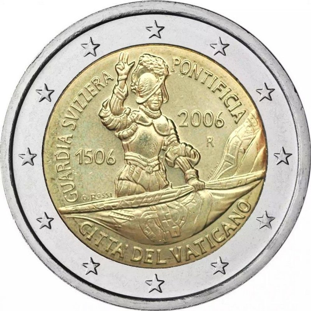 2 евро Ватикан 2006 год Швейцарская гвардия в буклете
