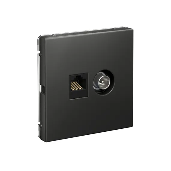 Розетка компьютерная + телевизионная 2-м СП ArtGallery RJ45 кат.5E + TV механизм базальт SE GAL001489