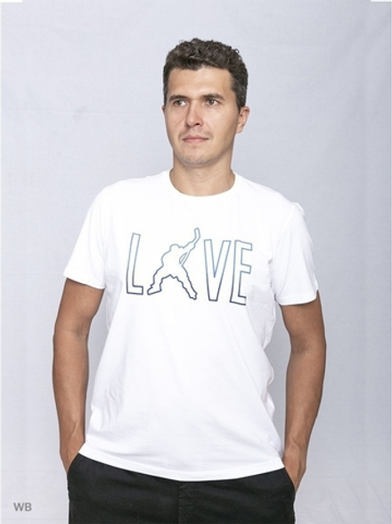 Мужская футболка белая "хоккей" базовая