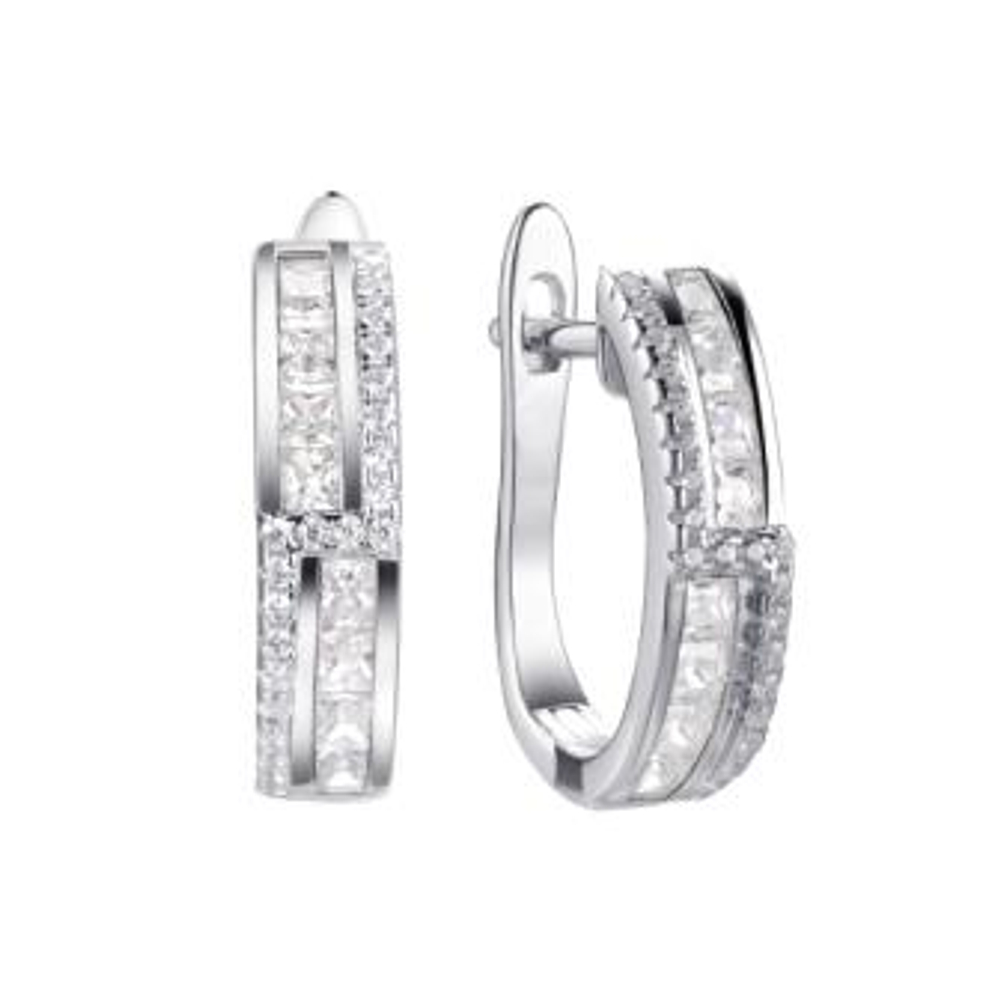 Серьги из серебра с фианитами