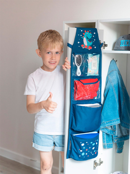 Кармашки в садик 83х24 Динозавр (синий)