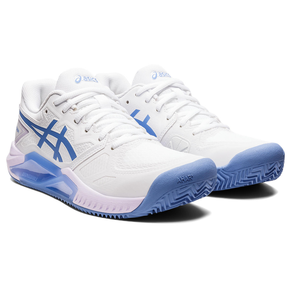 Женские Кроссовки теннисные Asics Gel-Challenger 13 Clay - white/periwinkle blue