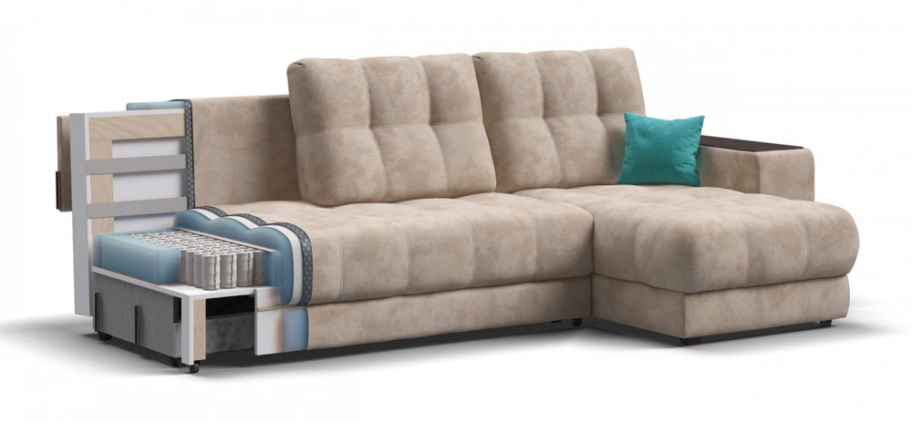 Угловой диван Босс ХЛ Велюр Алькантара пепел