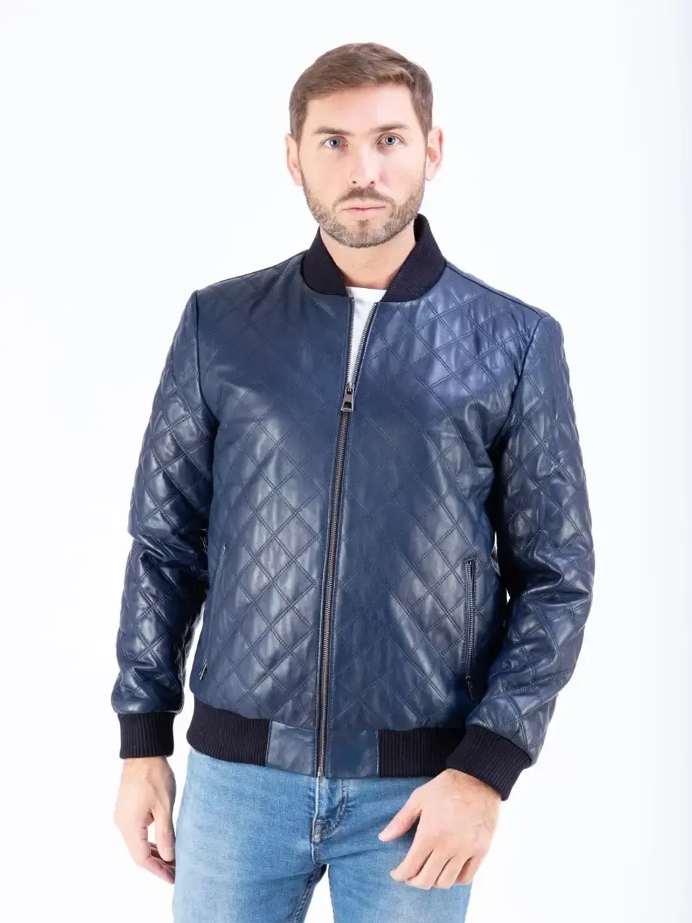 Куртка мужская кожаная бомбер натуральный Турция