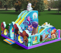 Надувной батут с горкой «Волшебный лес»