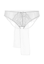 Эротические трусики из стрейч-сетки с бантом белые (46-48)