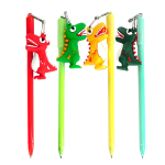 Ручка шариковая Alingar, " Динозаврик", 0,7 мм, синяя, с брелком, круглый, цветной, пластиковый корпус, карт. уп.