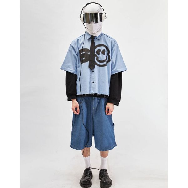 Рубашка Smile укороченная голубая - фото 2