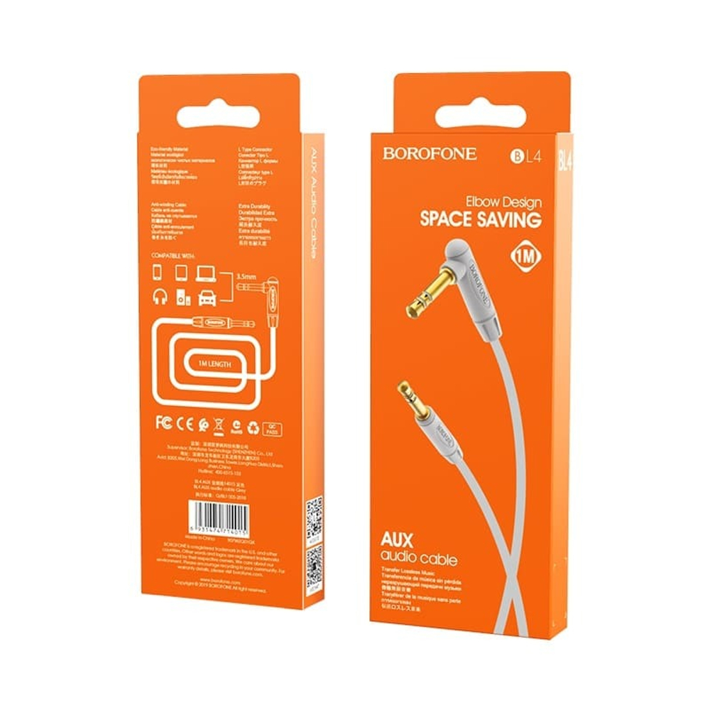 Кабель Borofone L4 3.5mm. 1m. Grey