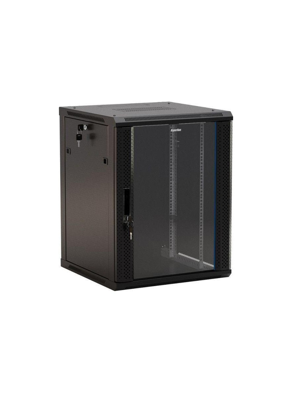 Шкаф настенный TWB-1266-GP-RAL9004 19дюйм 12U 650х600х600мм стеклян. дверь черн. Hyperline 392634