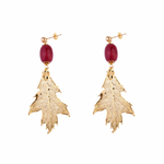 Серьги листья Ester Bijoux Agata Красный Дуб OR1247-G BR