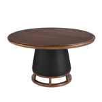 Круглый обеденный стол 1168 из темного ореха и обивкой из экокожи