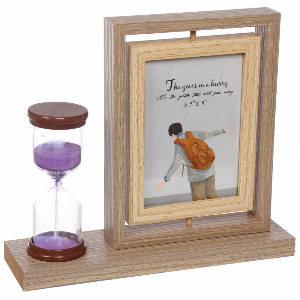 Фоторамка 9*13см вращающаяся с песочными часами, коричневая