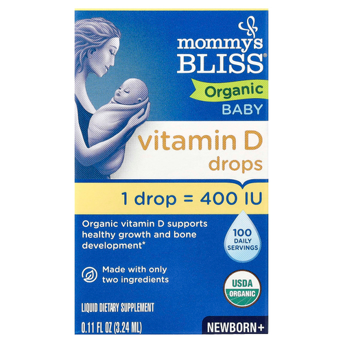 Mommy's Bliss, органический витамин D для малышей, капли для новорождённых, 3,24 мл (0,11 жидк. унции)