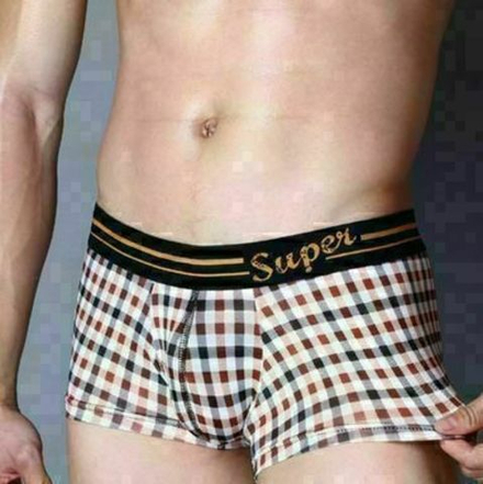 Мужские трусы боксеры в клетку Superbody Black&Brown Plaid Check
