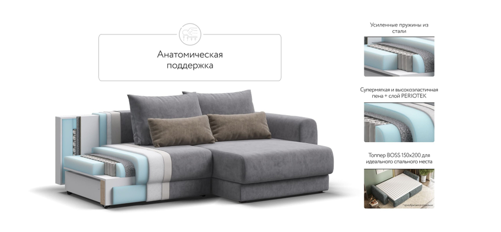 Модульный угловой диван РИЧМОНД MODOOL Велюр Royal агат