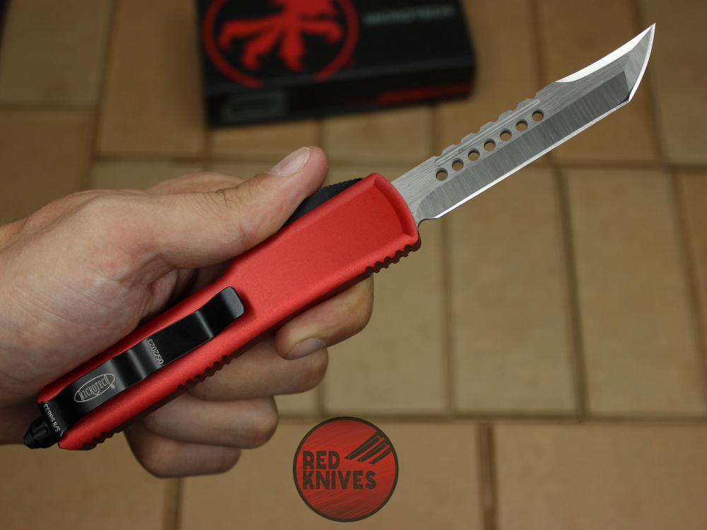 Нож Microtech Ultratech Helhound H/E - красная рукоять, клинок сатин + запчасти RK-356
