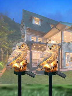 Светильник садовый на солнечной батарее уличный, фигурка садовая Сова, 1 шт.