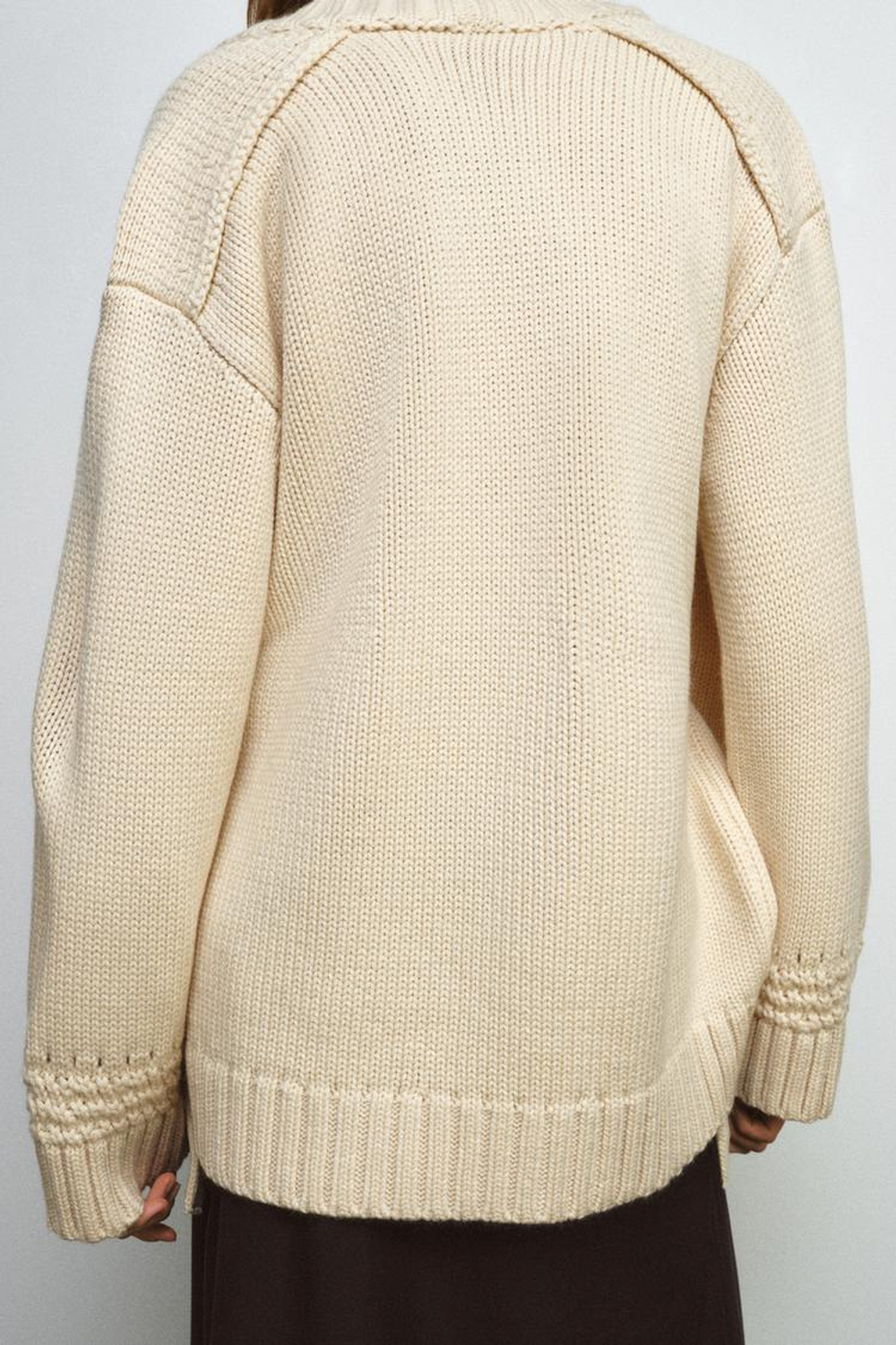 ZARА ВЯЗАНЫЙ КАРДИГАН-КИМОНО С ЗАПÁХОМ, ЭКРЮ