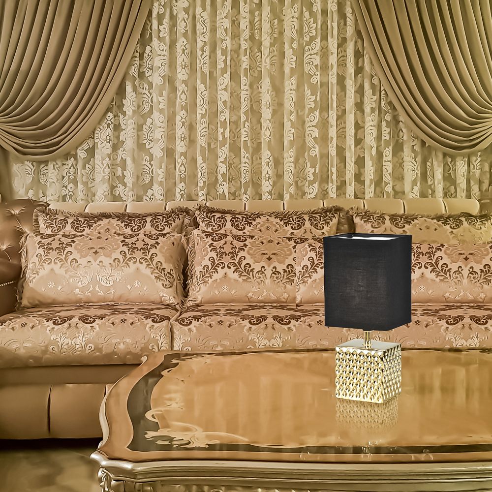 UML-B306 E14 GOLD-BLACK Светильник настольный декоративный под лампу Е14. 40W. Механический выключатель. Золотой-Черный. ТМ Uniel