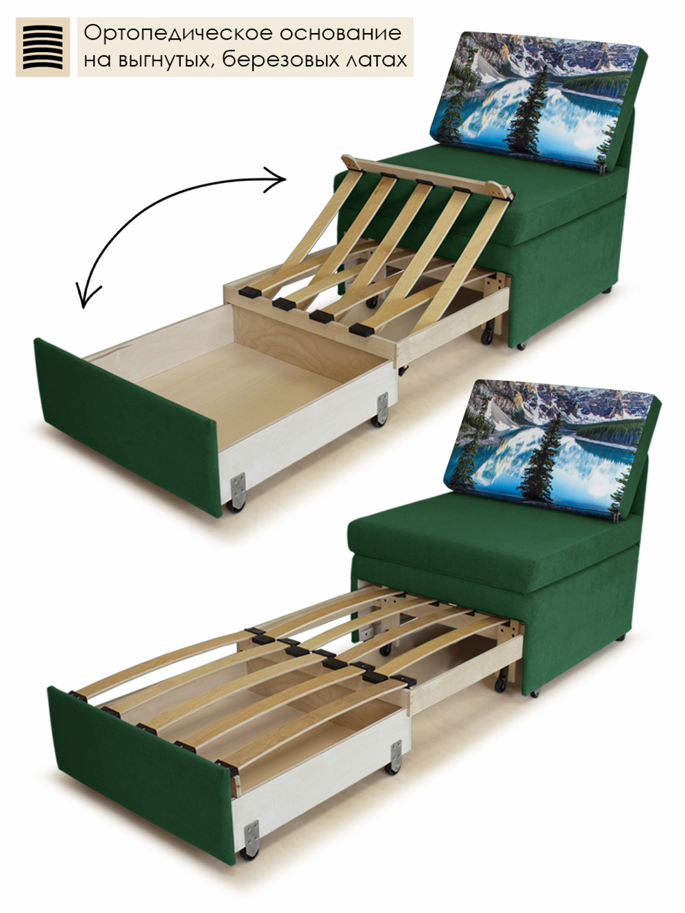 Кресло-кровать "Миник" 70 см, купон Пейзаж