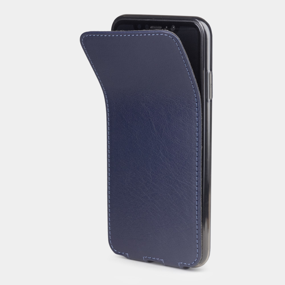 Чехол кожаный для iPhone XS Max синего цвета
