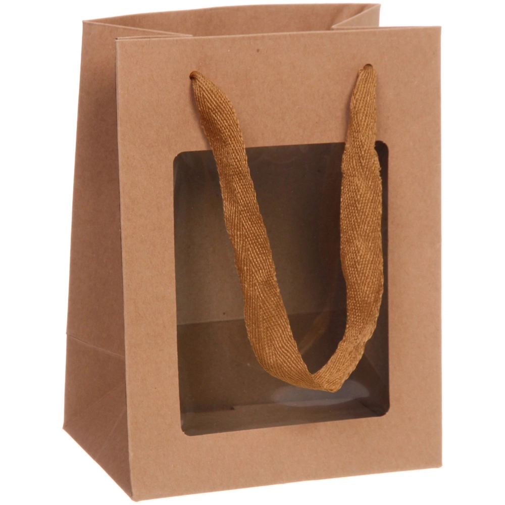 Пакет для цветов и подарков «Искренний подарок» 15*10*20 см, коричневый