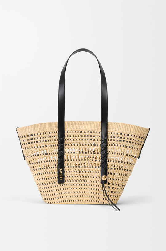 Loewe Среднего плетеная сумка-корзина Braid из пальмы и телячьей кожи, натуральный/черный