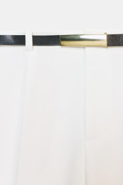 ZARA ПРЯМЫЕ БРЮКИ С ПОЯСОМ, ЭКРЮ