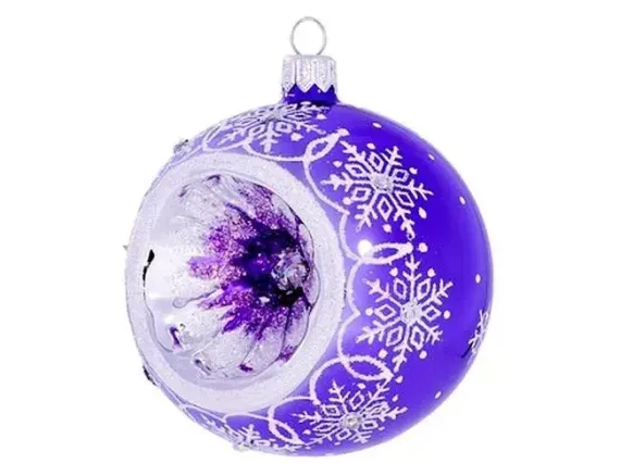 Стеклянный шар Прелесть 85 мм., фиолетовый, Ёлочка (С2250/3)