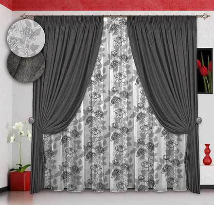 Шторы блэкаут: ЛИЛАК  (арт. 1118)  - 400х270, (200х270)х2 см. - графит