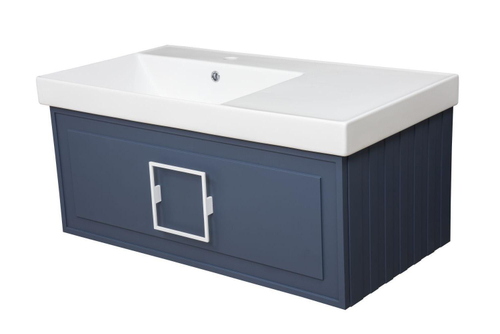 Тумба с раковиной La Fenice Cubo 90 см FNC-01-CUB-BG-90 левая, матовая синяя