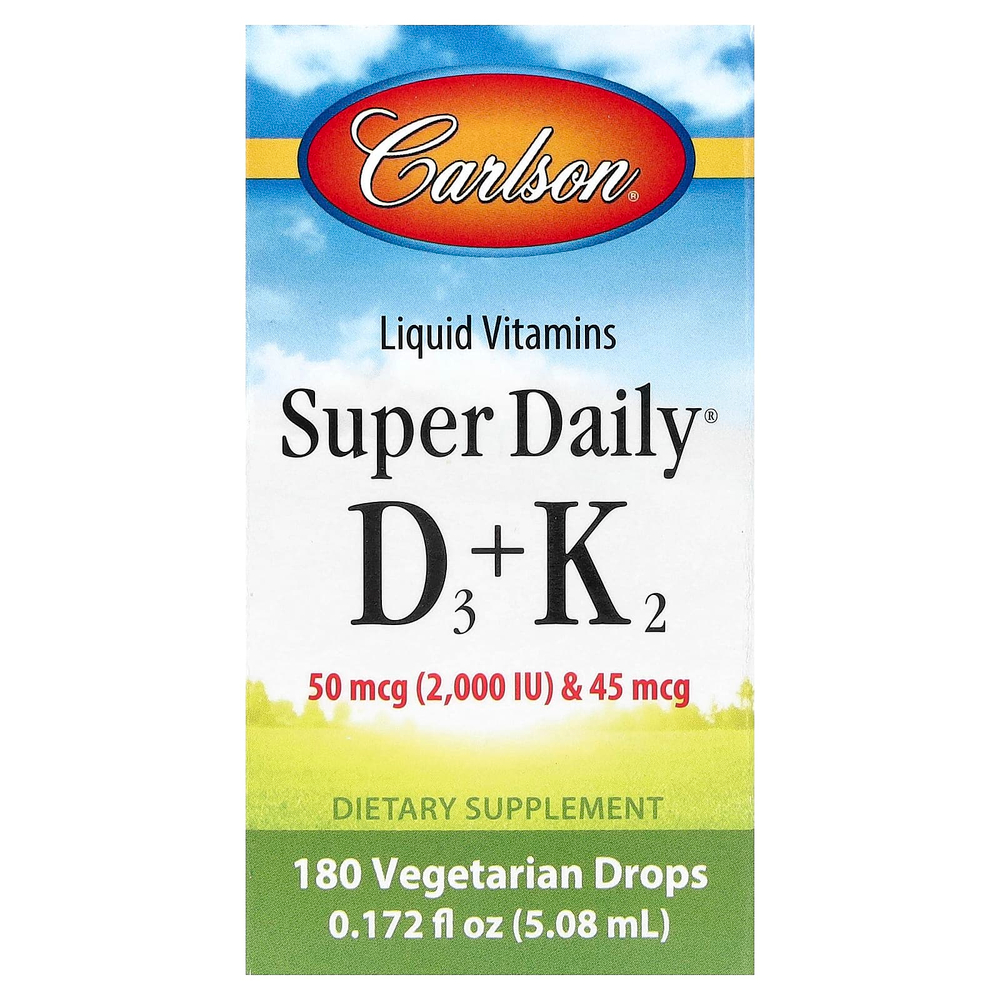 Carlson, Super Daily®, витамин D3 + витамин K2, 5,08 мл (0,172 жидк. унции)