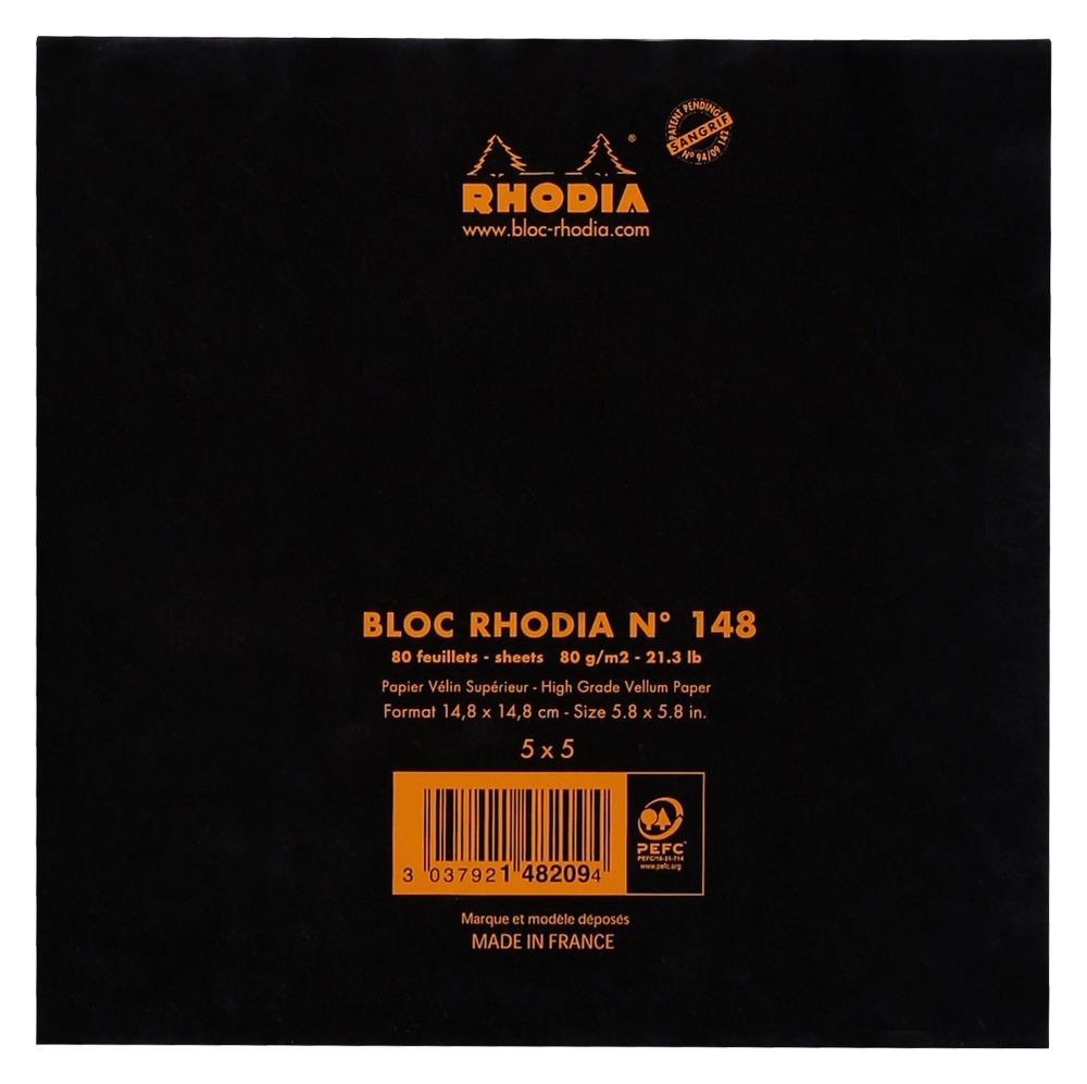 Блокнот Rhodia Basics 14,8х14,8 в клетку 80 гр черный (148209C) 5