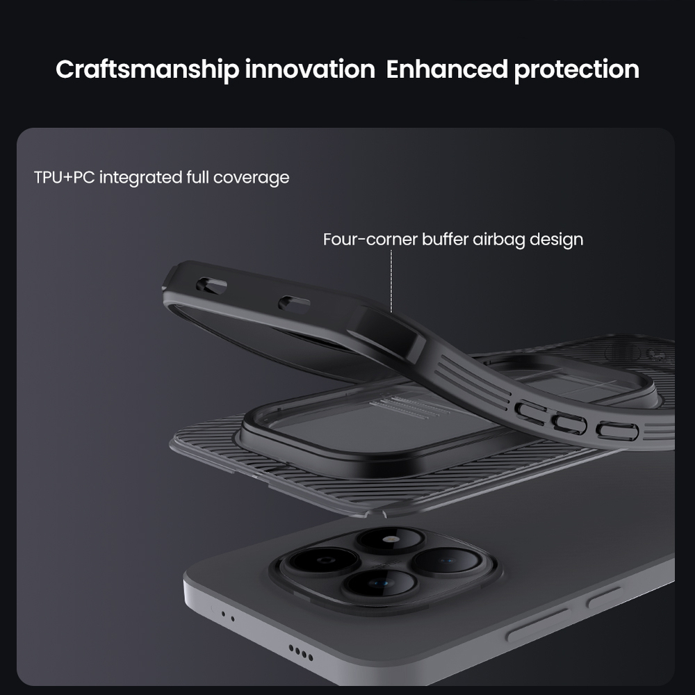 Чехол прозрачный тонированный от Nillkin для Xiaomi Redmi Note 15 Pro 5G, серия CamShield Pro (защитная сдвижная шторка для камеры)