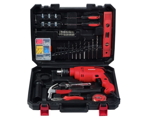 Дрель ударная RODEO PTS600 650Вт, 2800 об/мин. / Кейс с набором бит, свёрел, головок инструментов 98 предметов