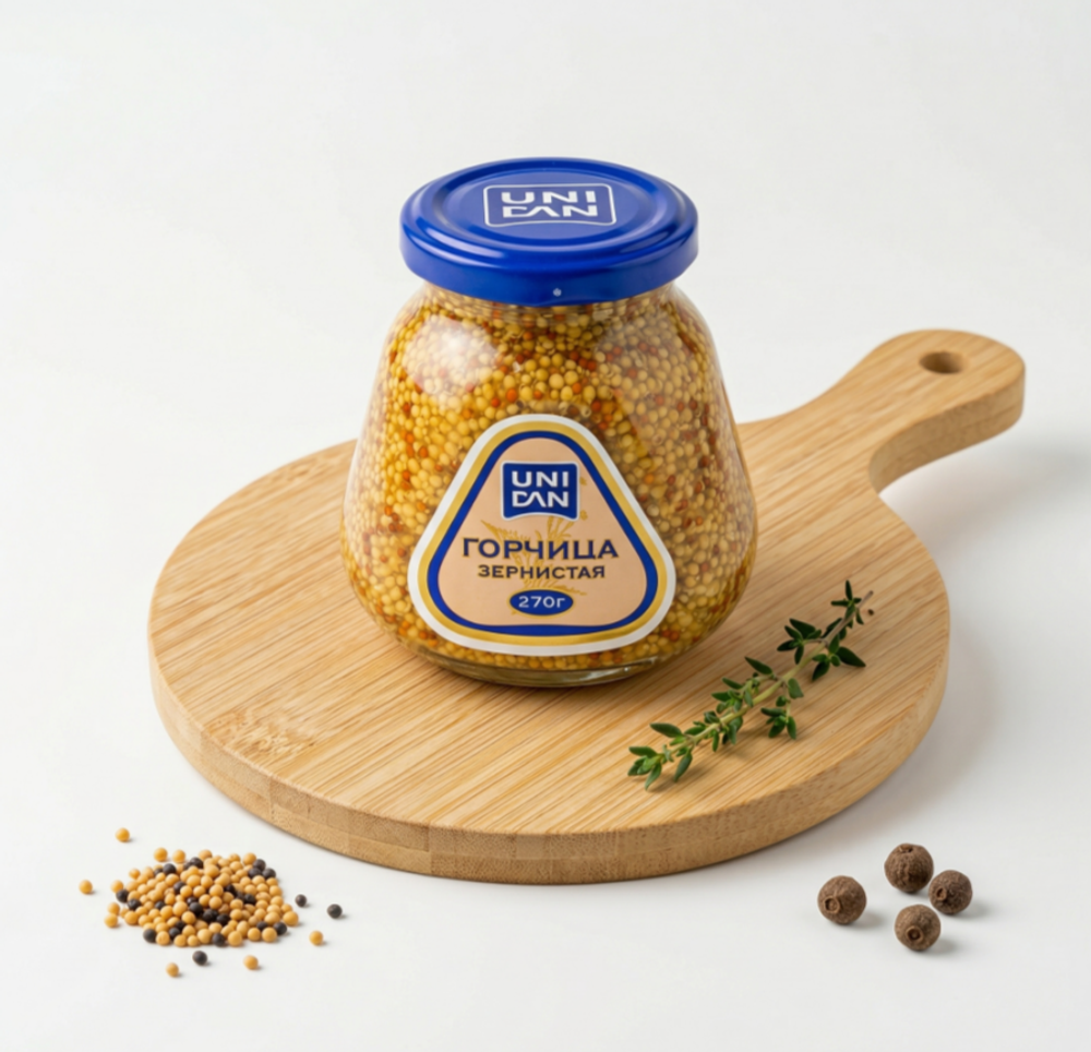 Горчица Зернистая Юни Дан, 270 гр