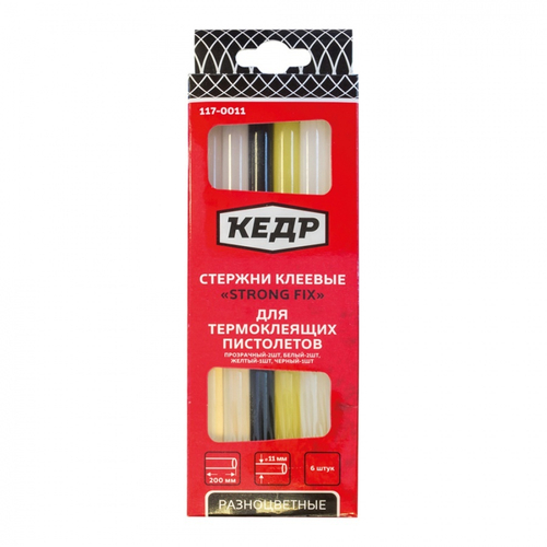 Стержени сменные с клеем 11,2 мм*20 см ( цветные ) КЕДР 117-0011