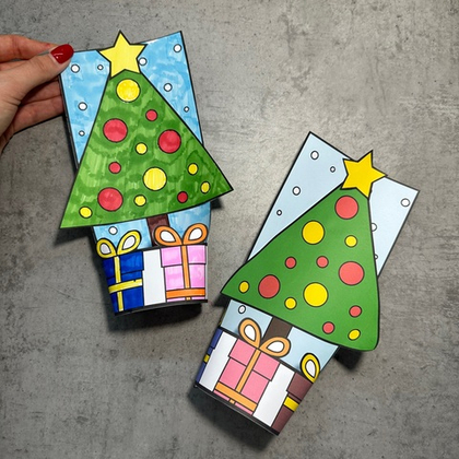 Идея зимней поделки - раскраски "Ёлка"