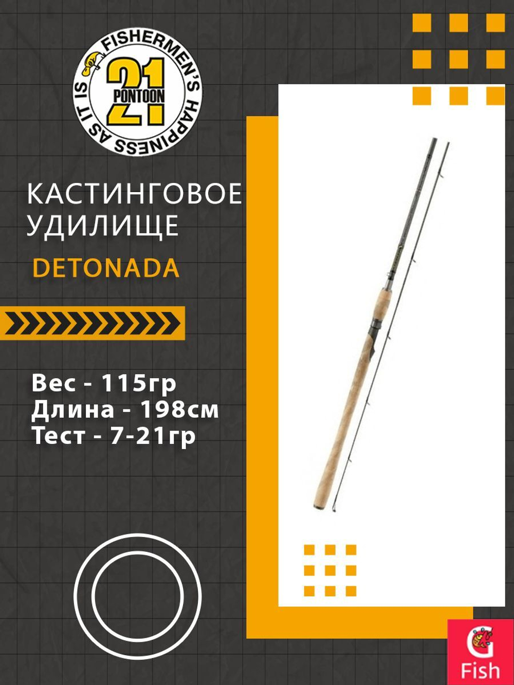 Кастинговое удилище Pontoon21 DETONADA, 198см., 7.0-21.0гр., 8-20Lb., Ex.Fast Fuji K-SIC