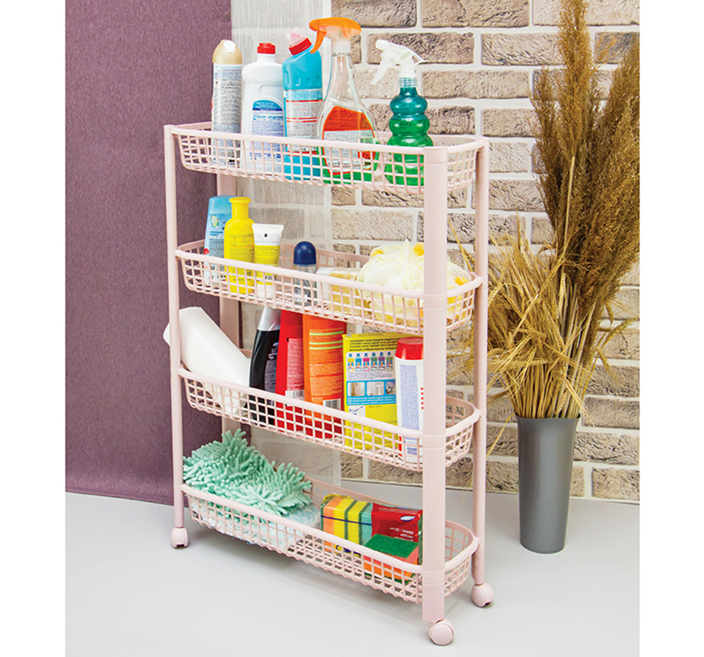 Полка узкая на колёсах (4 секции)