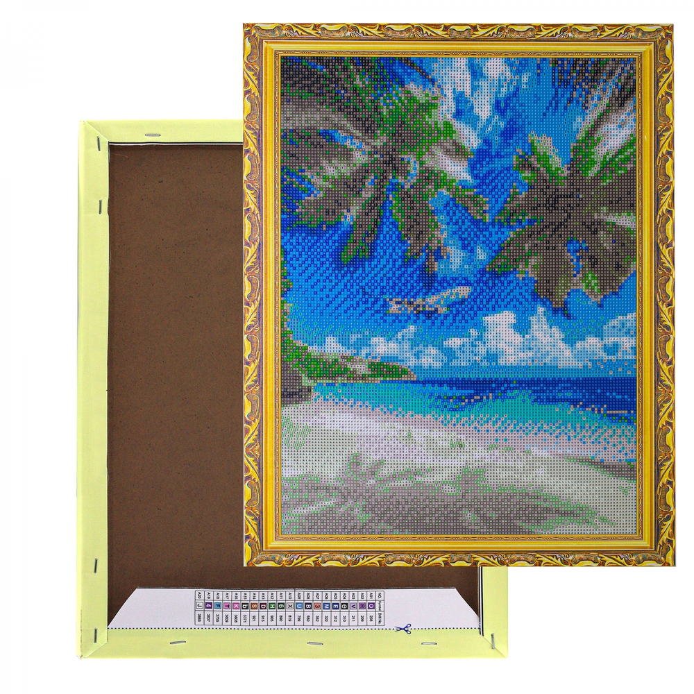 Алмазная мозаика Alingar, на подрамнике, с полным заполнением, (глянц), 40х50 см, 28 цветов, "Тропический пляж"