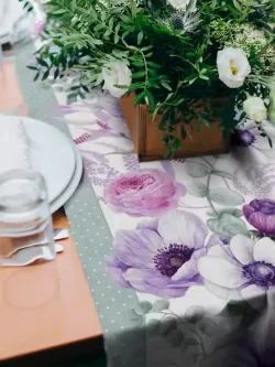 Дорожка декор на стол тканевая Сказка "Виолет" 125х45 рогожка