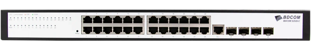 Управляемый коммутатор BDCOM S2528-C, 24 GE TX 1Гбит/с, 4 SFP 1Гбит/с, L2