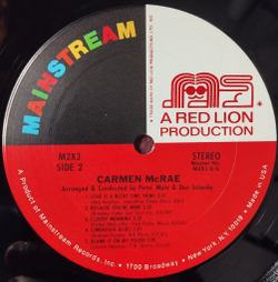Винтажная виниловая пластинка LP Carmen McRae (USA 1972)